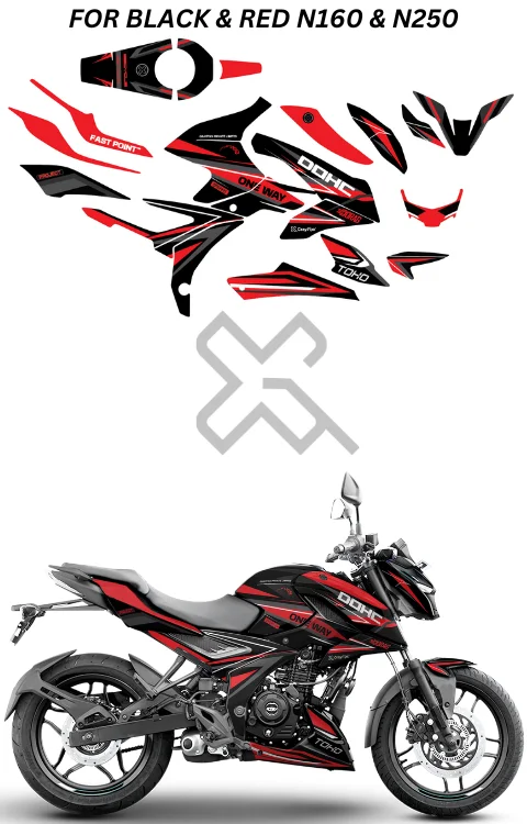 DOHC Edition Full Body Sticker Compatible with Pulsar N160 & N250 | Made In Premium Gloss Vinyl With FPF(Fade Protection Film), Water Proof, Precut Sticker, Pack Of 1 Compatible with Both Side